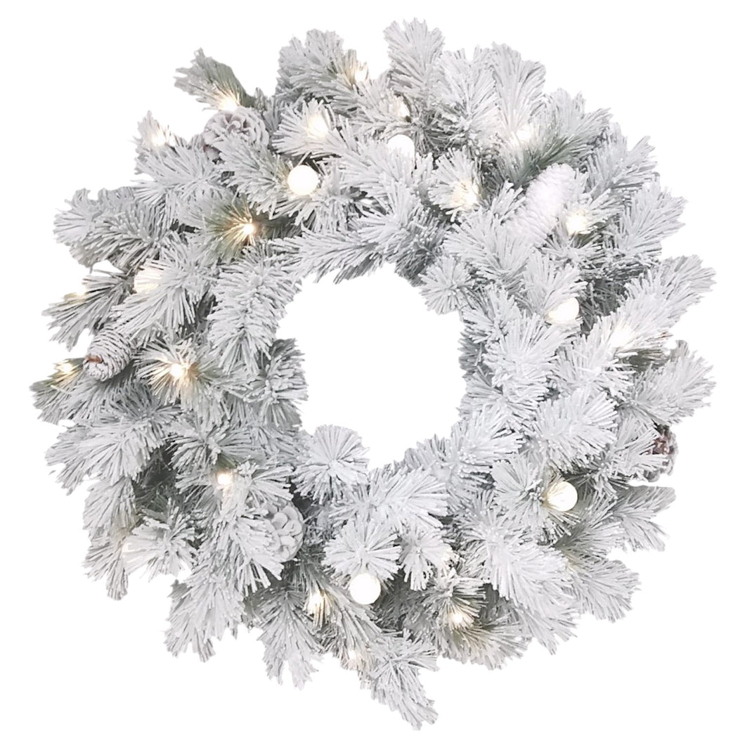 Snow Flocked Led Wreath Light 83cm.