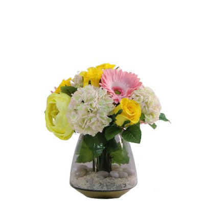 Mini Hydrangea, Rose Spray & Gerbera Mix Arrangement