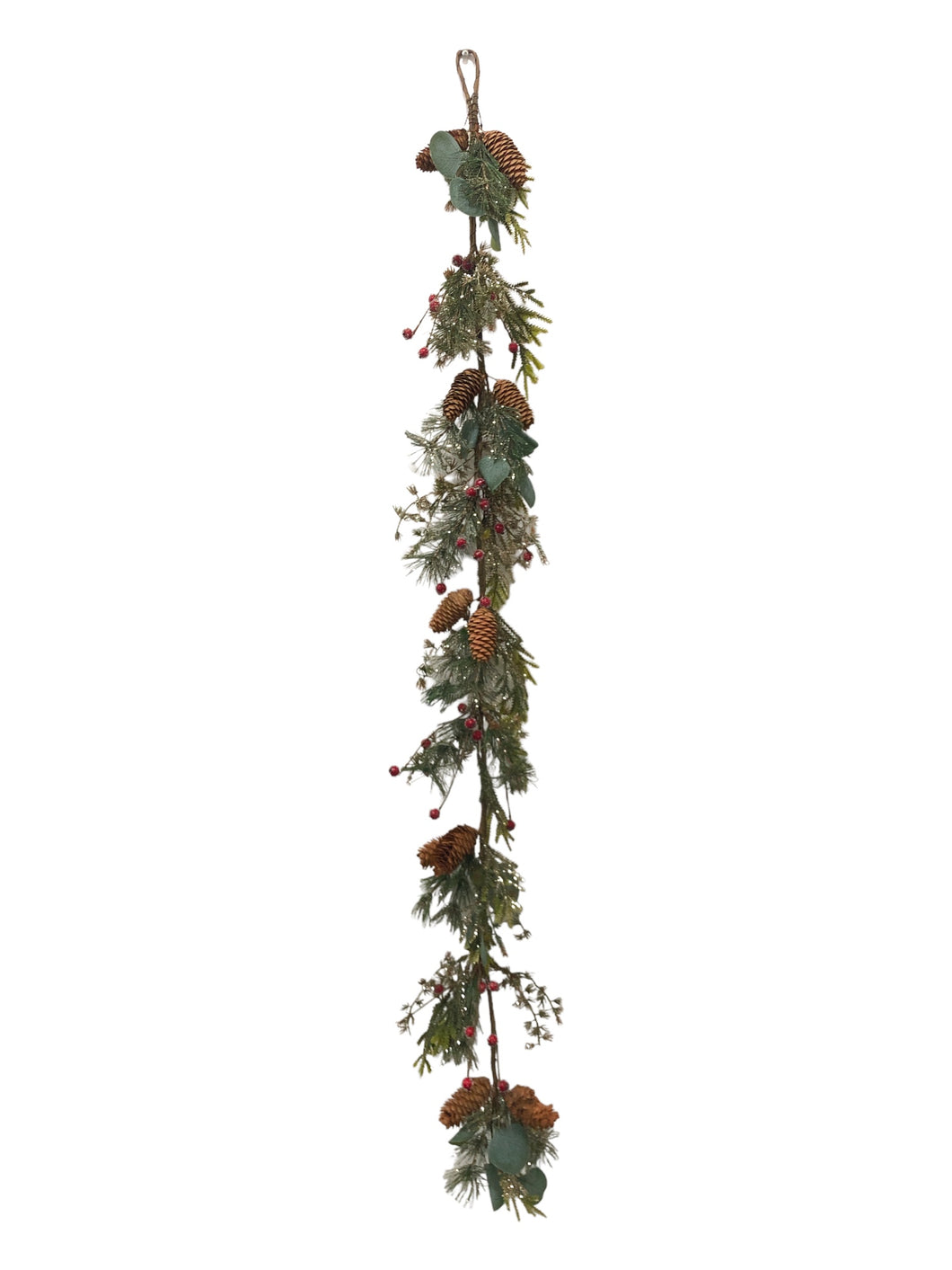 Christmas Garland with Red Berries & Pine Cones 153cm.