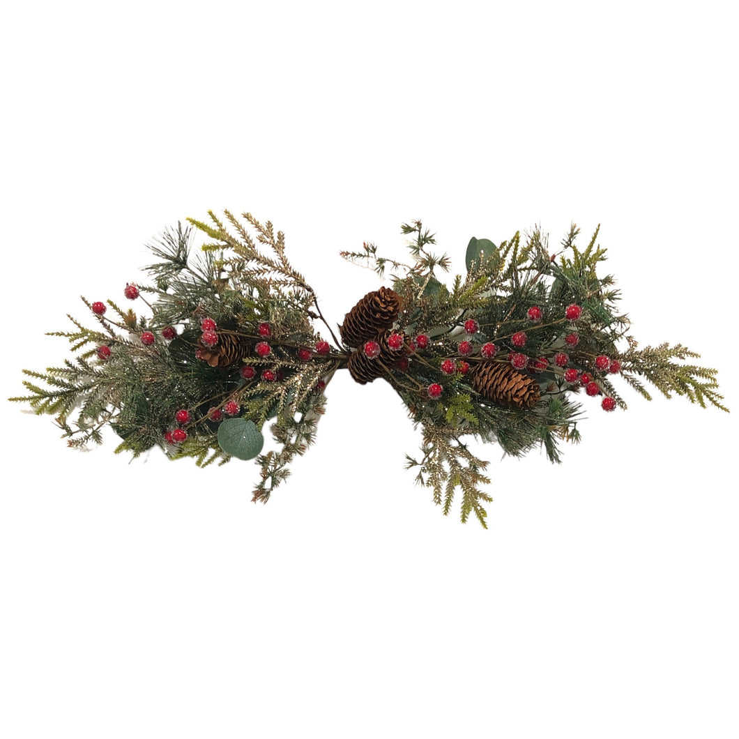 Christmas Swag with Red Berries & Pine Cones 72cm.