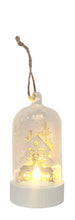 Load image into Gallery viewer, Glass ball with Wood Deer &amp; House &amp; Tree Hanging (with led light) 13cm.
