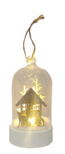 Load image into Gallery viewer, Glass ball with Wood Deer &amp; House &amp; Tree Hanging (with led light) 13cm.
